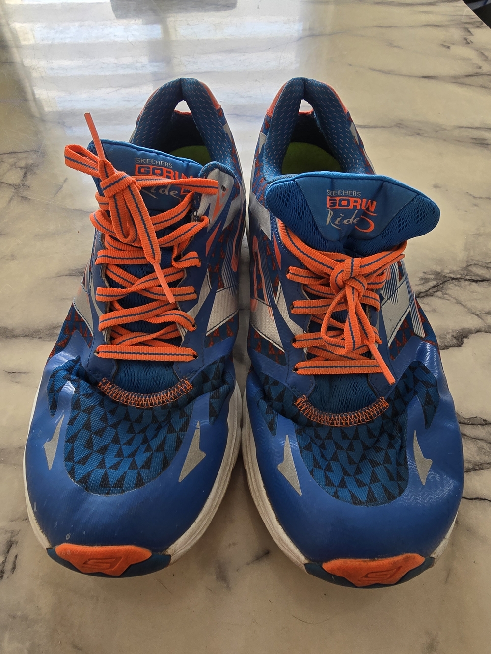 Skechers GOrun Ride Athletic Shoes - Blue with Orange Accents